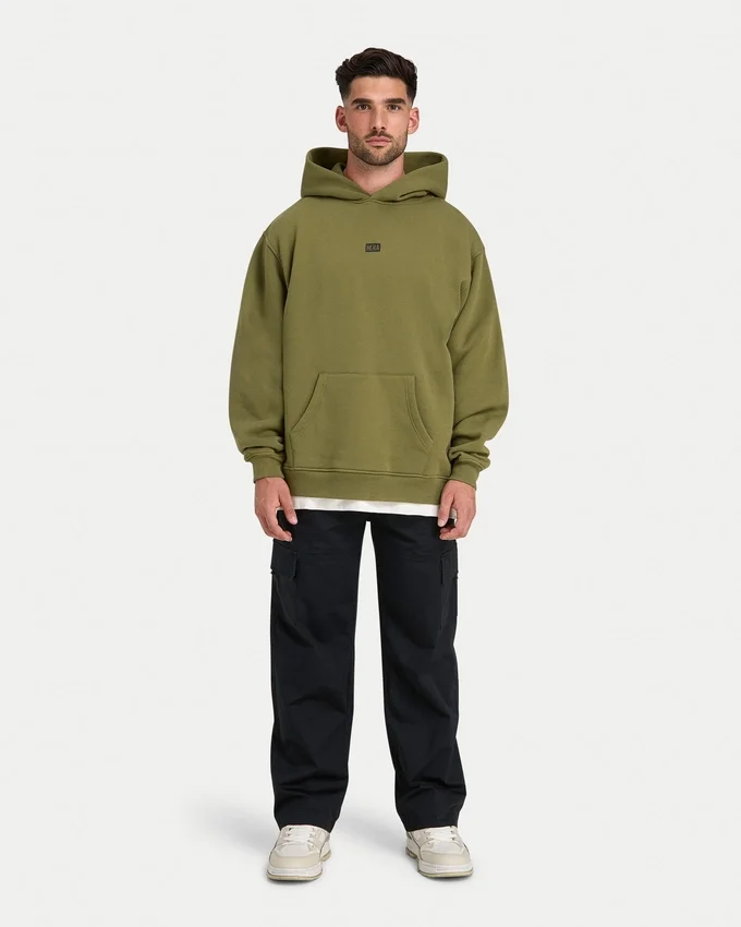 Mens collective oversized hoodie – olive green Mens collective oversized hoodie – olive green