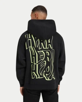 Mens graffiti oversized hoodie – black