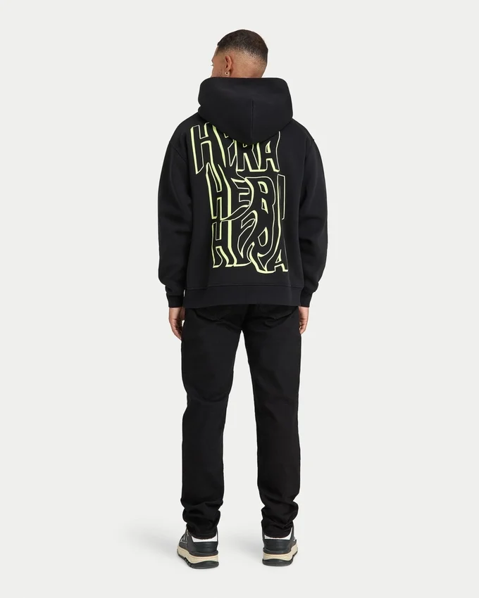 Mens graffiti oversized hoodie – black Mens graffiti oversized hoodie – black