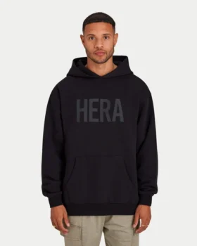 Mens label hoodie – black Mens label hoodie – black