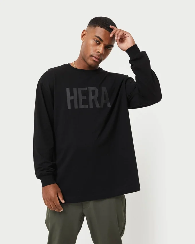 Mens label long sleeve t-shirt – black Mens label long sleeve t-shirt – black