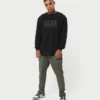 Mens label long sleeve t-shirt – black Mens label long sleeve t-shirt – black