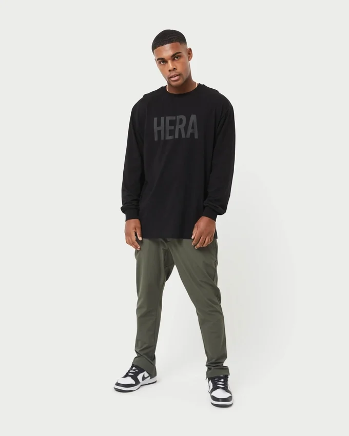 Mens label long sleeve t-shirt – black Mens label long sleeve t-shirt – black