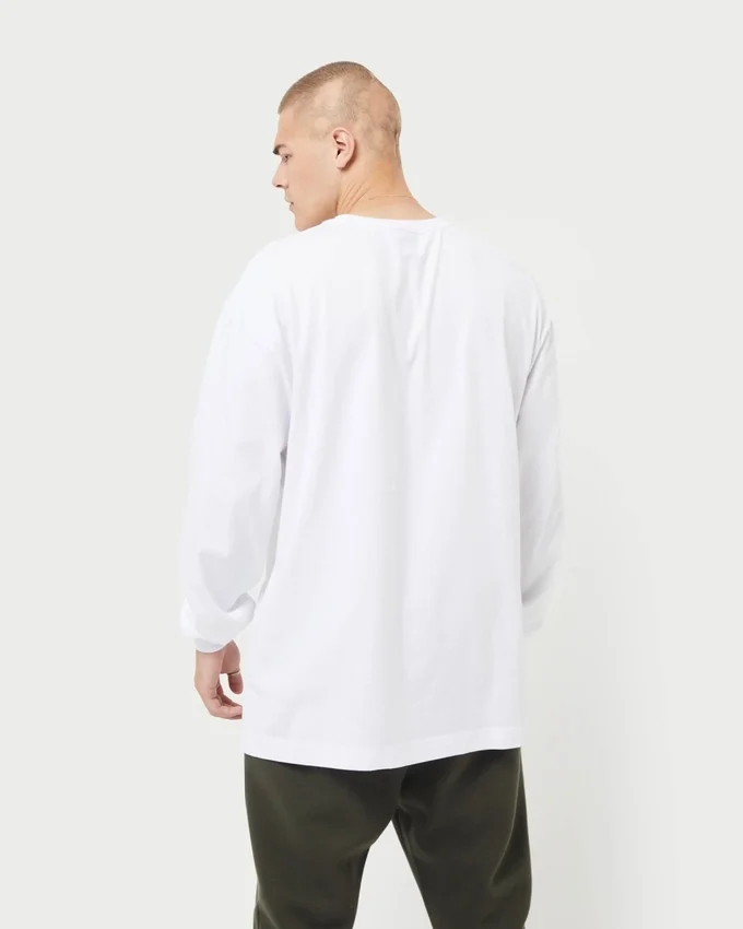 Mens label long sleeve t-shirt – white Mens label long sleeve t-shirt – white