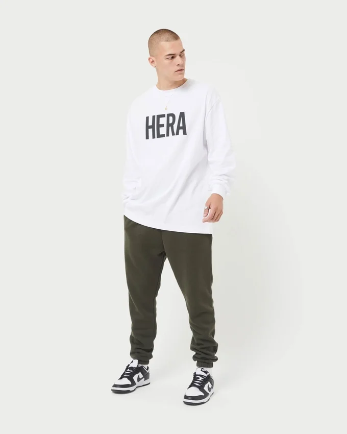 Mens label long sleeve t-shirt – white Mens label long sleeve t-shirt – white