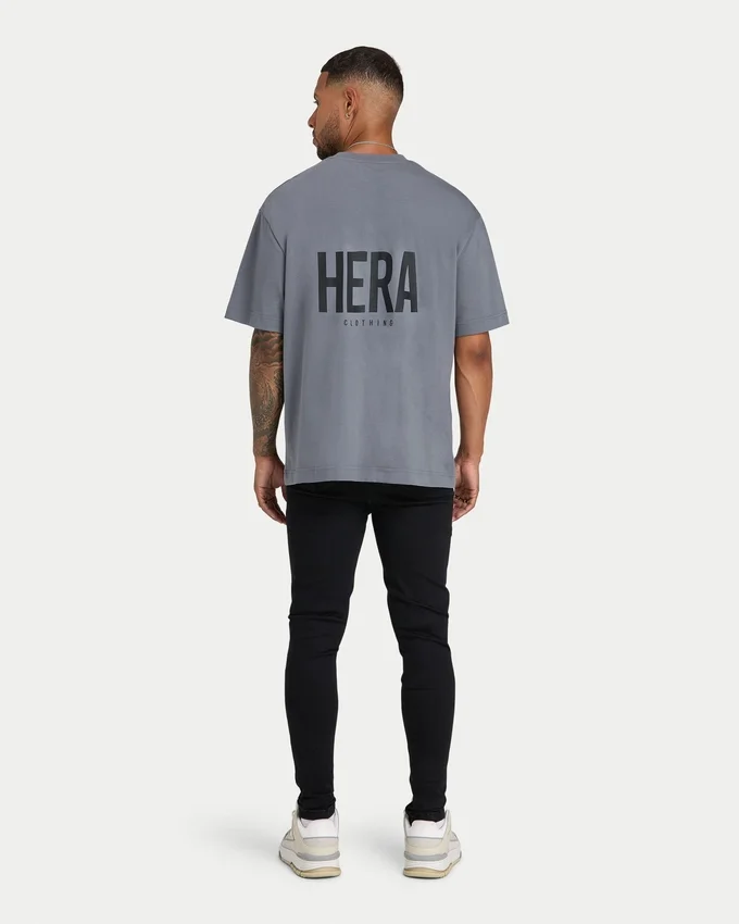 Mens oversized staple t-shirt – charcoal grey Mens oversized staple t-shirt – charcoal grey