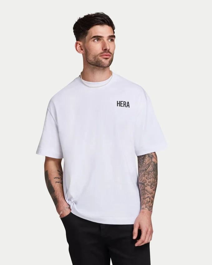 Mens oversized staple t-shirt – white Mens oversized staple t-shirt – white