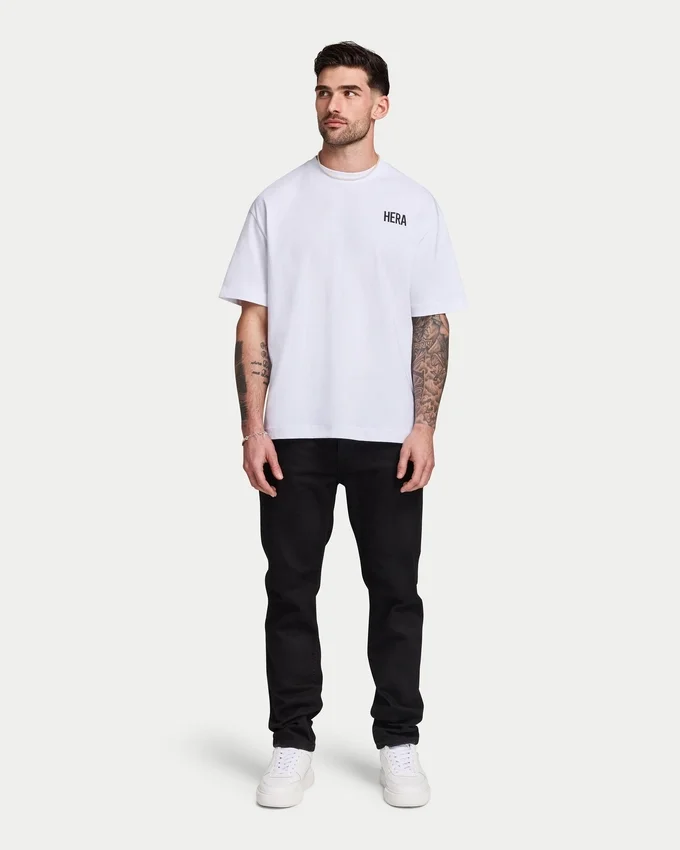Mens oversized staple t-shirt – white Mens oversized staple t-shirt – white