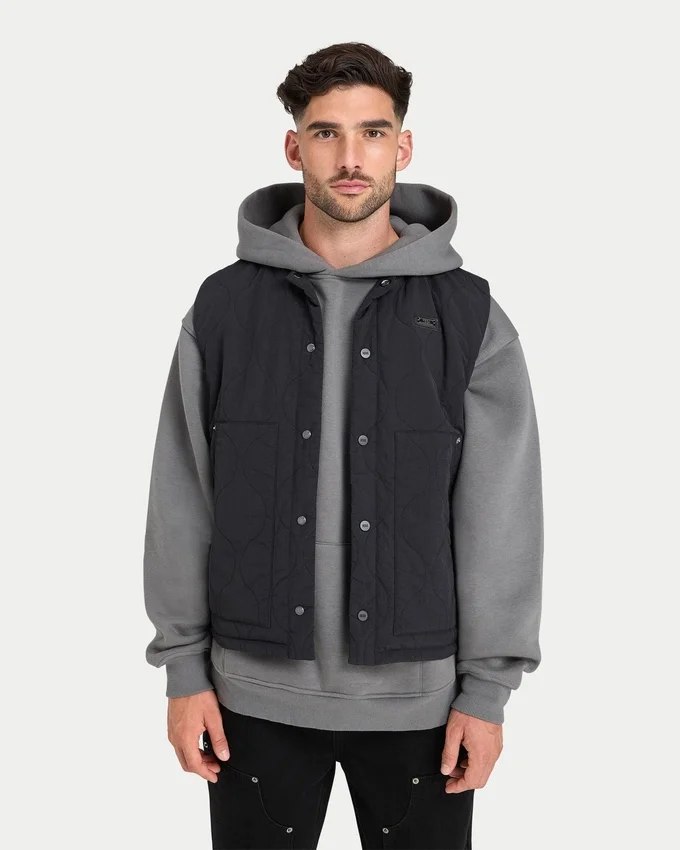 Mens quilted utility gilet – black Mens quilted utility gilet – black