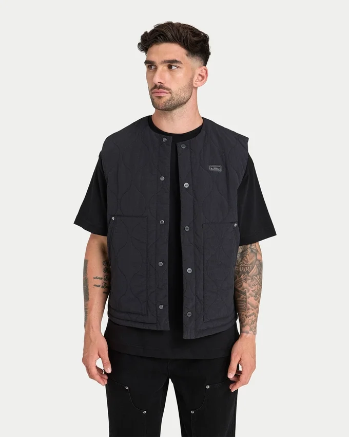 Mens quilted utility gilet – black Mens quilted utility gilet – black