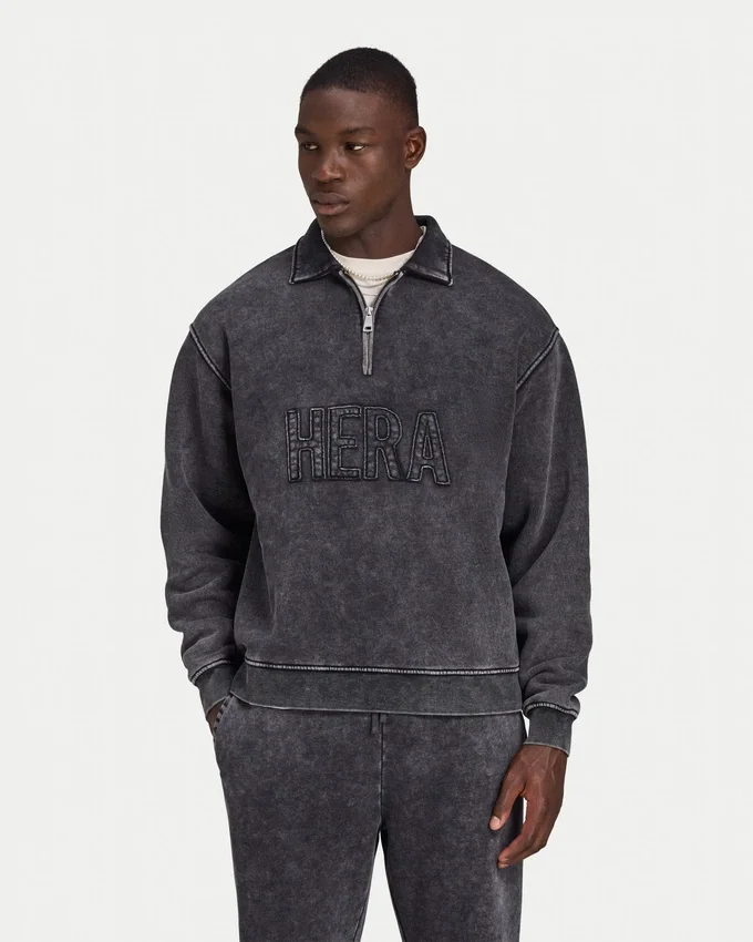Mens signature washed oversized 1/4 zip sweatshirt Mens signature washed oversized 1/4 zip sweatshirt