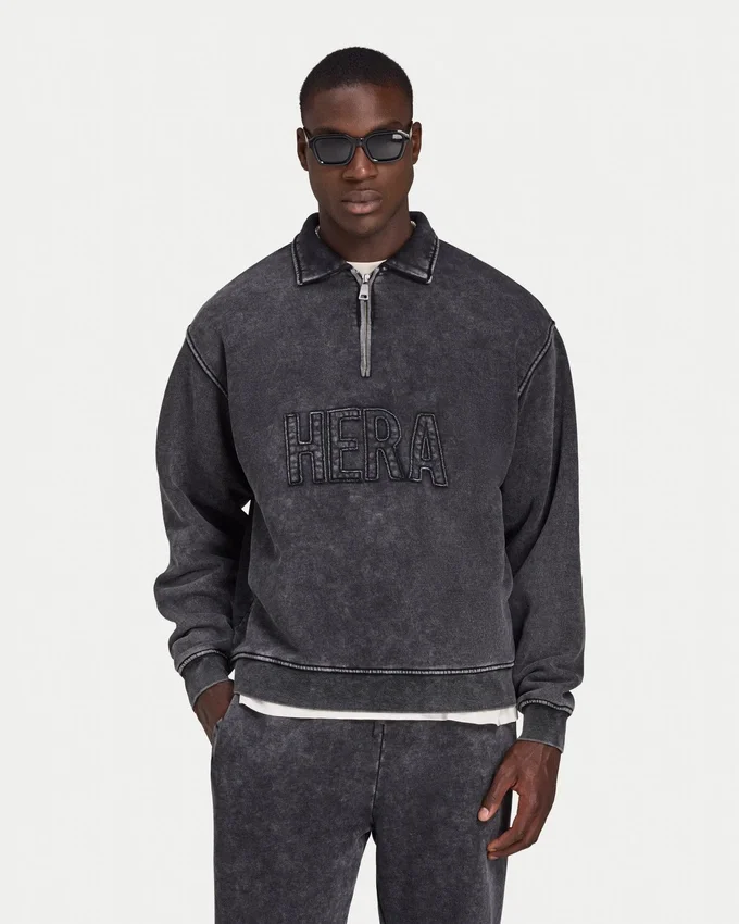 Mens signature washed oversized 1/4 zip sweatshirt Mens signature washed oversized 1/4 zip sweatshirt