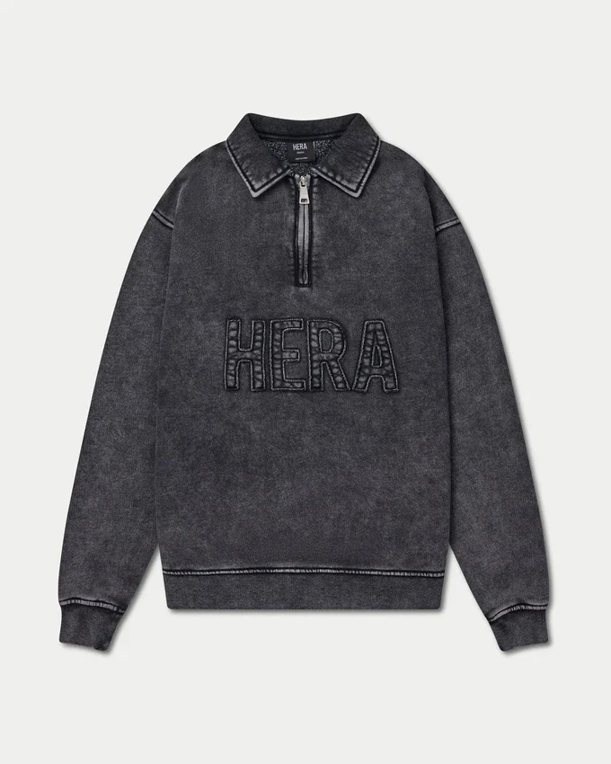 Mens signature washed oversized 1/4 zip sweatshirt Mens signature washed oversized 1/4 zip sweatshirt