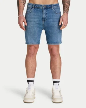 Mens slim fit short – mid blue