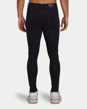 Mens spray-on ripped jean – black