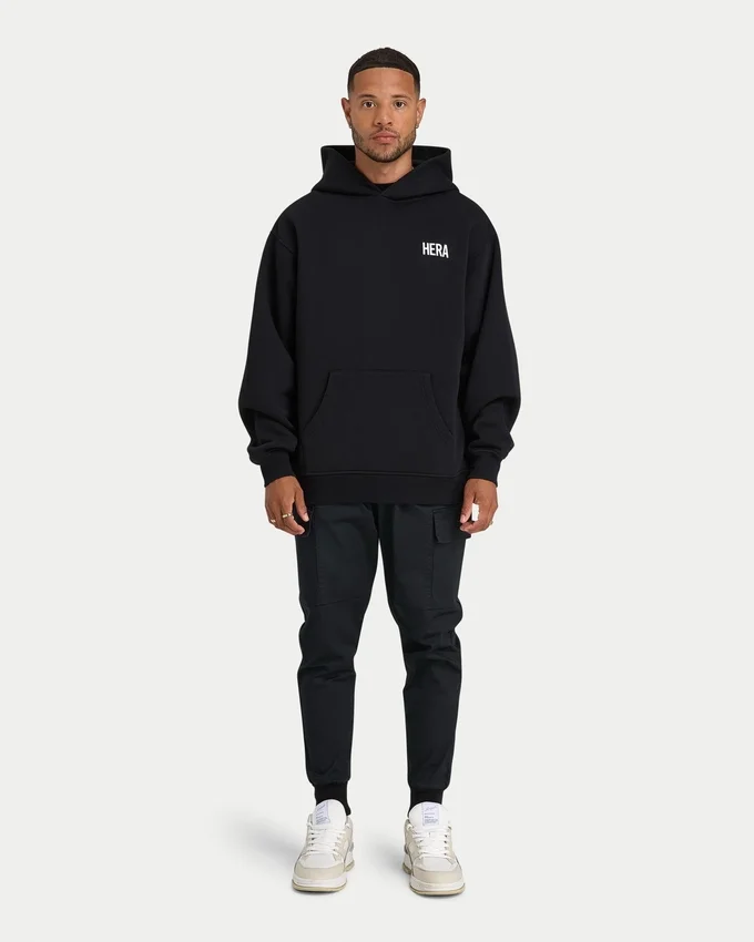Mens staple oversized hoodie – black Mens staple oversized hoodie – black