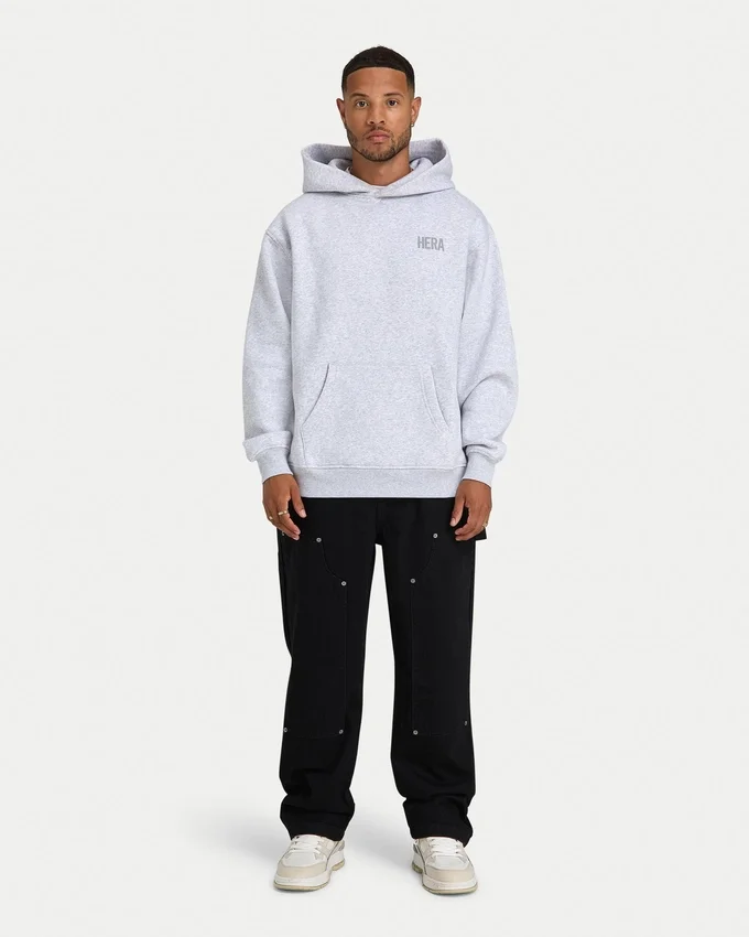 Mens staple oversized hoodie – grey marl Mens staple oversized hoodie – grey marl