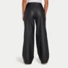 Rewear womens faux leather wide leg trouser – black Rewear womens faux leather wide leg trouser – black