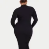 Womens base long sleeve midi dress – black Womens base long sleeve midi dress – black