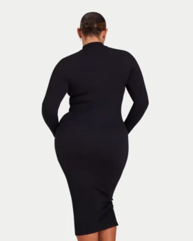Womens base long sleeve midi dress – black Womens base long sleeve midi dress – black