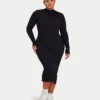 Womens base long sleeve midi dress – black Womens base long sleeve midi dress – black