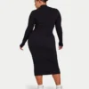 Womens base long sleeve midi dress – black Womens base long sleeve midi dress – black