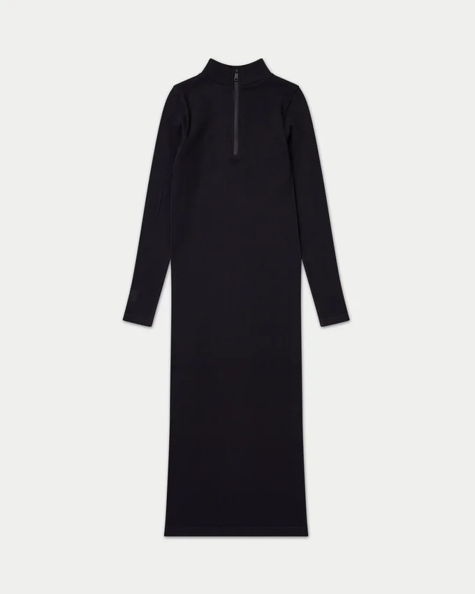 Womens base long sleeve midi dress – black Womens base long sleeve midi dress – black