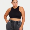 Womens base racer crop top – black