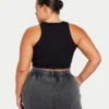 Womens base racer crop top – black
