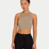 Womens base racer crop top – grey green Womens base racer crop top – grey green