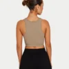 Womens base racer crop top – grey green Womens base racer crop top – grey green