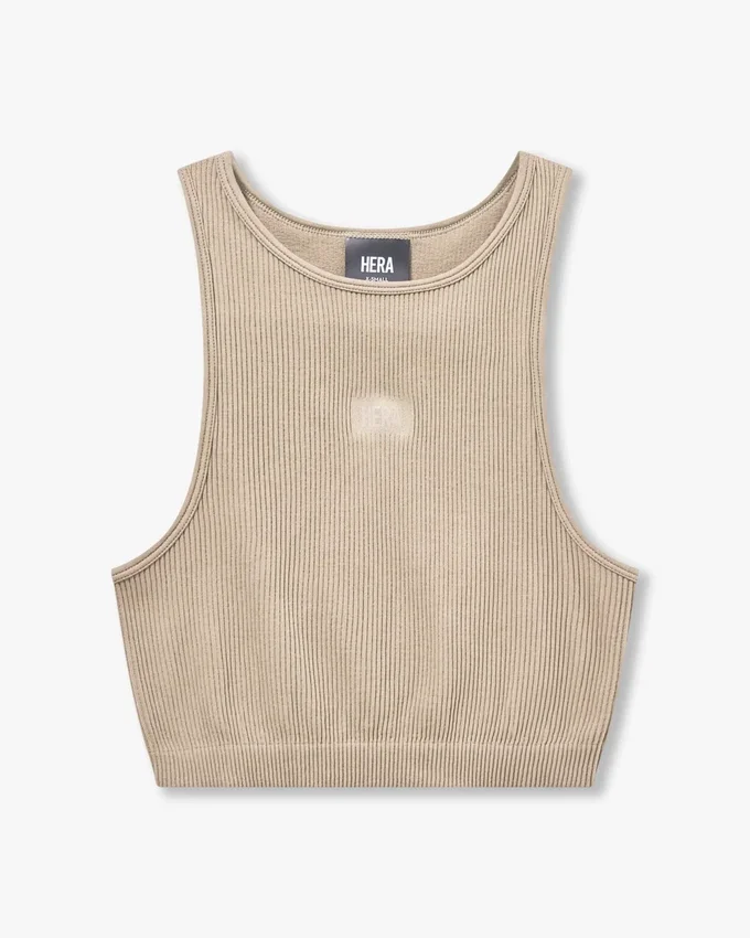 Womens base racer crop top – grey green Womens base racer crop top – grey green
