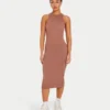 Womens base racer midi dress – acorn brown Womens base racer midi dress – acorn brown