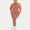 Womens base racer midi dress – acorn brown Womens base racer midi dress – acorn brown