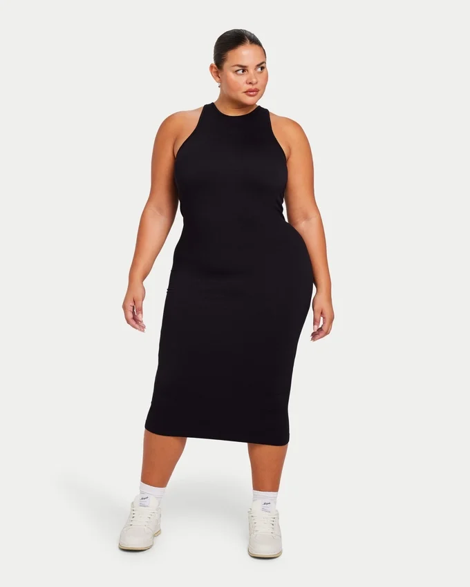 Womens base racer midi dress – black Womens base racer midi dress – black