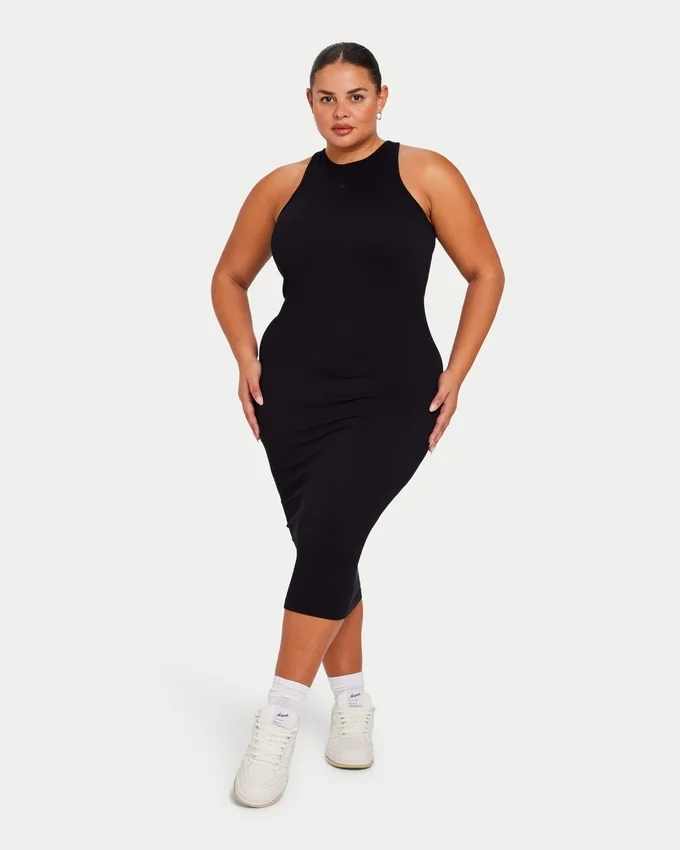 Womens base racer midi dress – black Womens base racer midi dress – black
