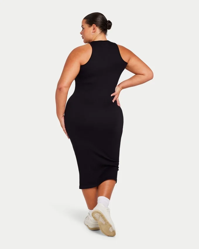 Womens base racer midi dress – black Womens base racer midi dress – black