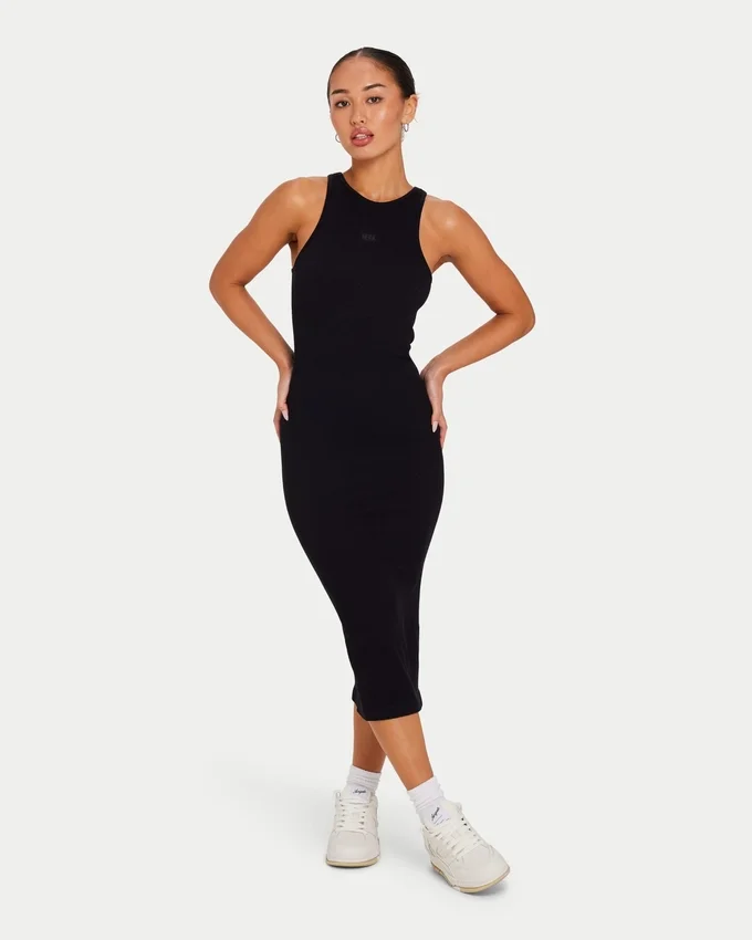 Womens base racer midi dress – black Womens base racer midi dress – black