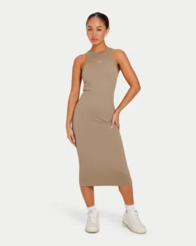Womens base racer midi dress – grey green Womens base racer midi dress – grey green