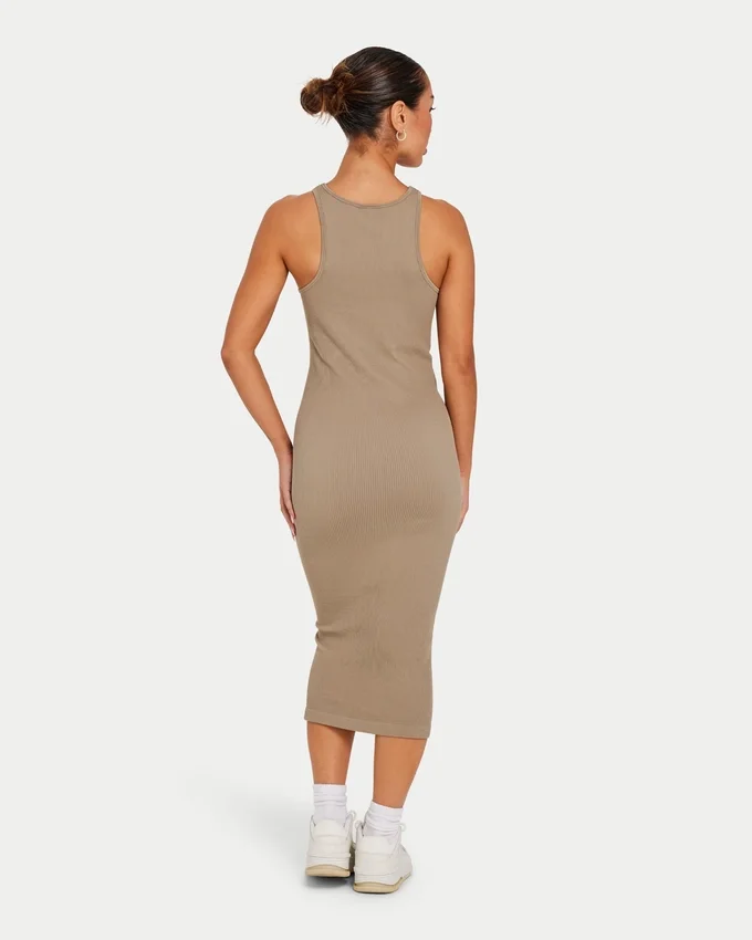Womens base racer midi dress – grey green Womens base racer midi dress – grey green