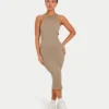 Womens base racer midi dress – grey green Womens base racer midi dress – grey green