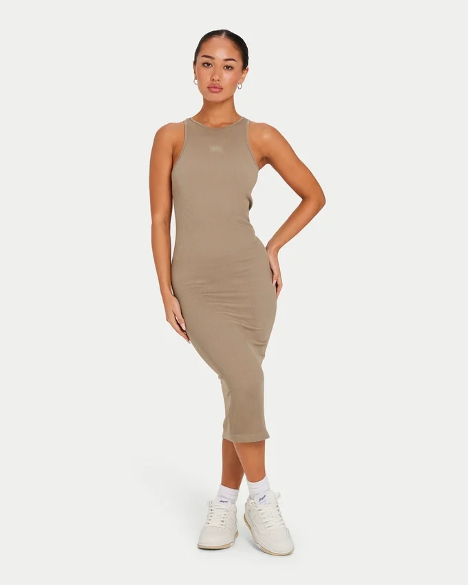 Womens base racer midi dress – grey green Womens base racer midi dress – grey green