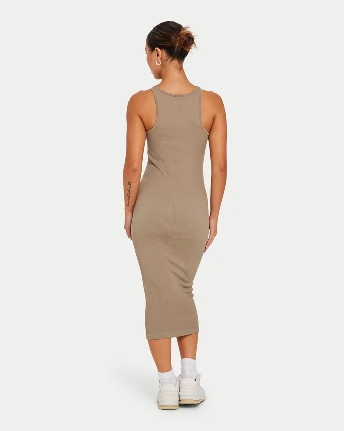 Womens base racer midi dress – grey green Womens base racer midi dress – grey green