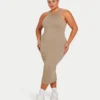 Womens base racer midi dress – grey green Womens base racer midi dress – grey green
