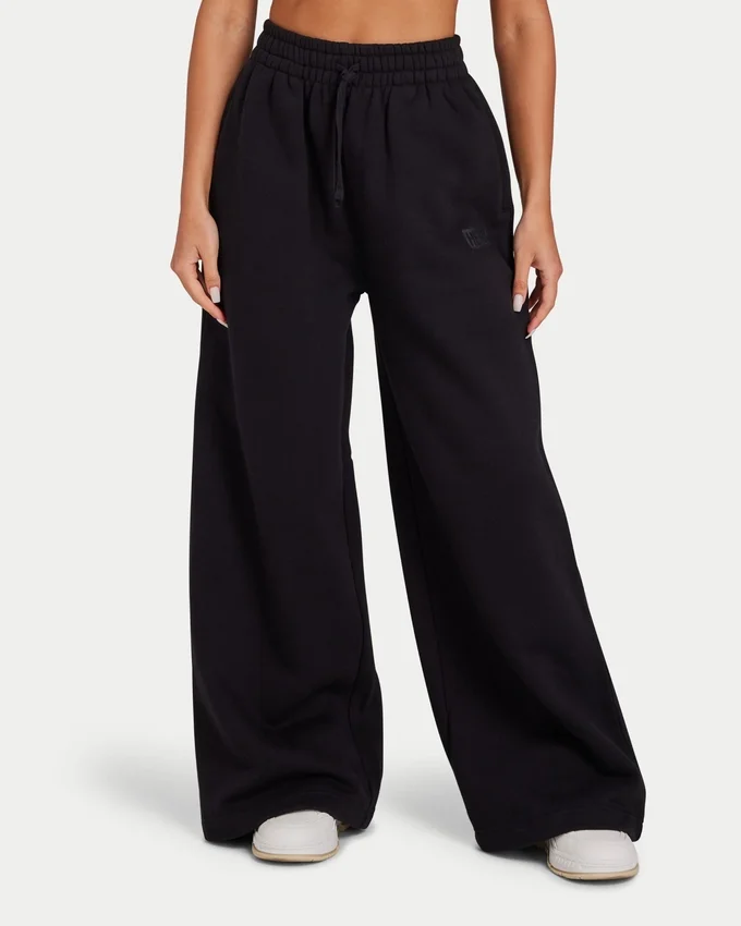 Womens collective wide leg sweatpant – black Womens collective wide leg sweatpant – black