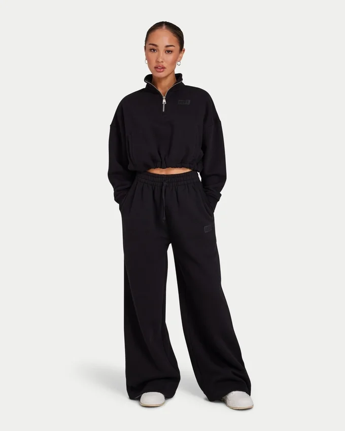 Womens collective wide leg sweatpant – black Womens collective wide leg sweatpant – black