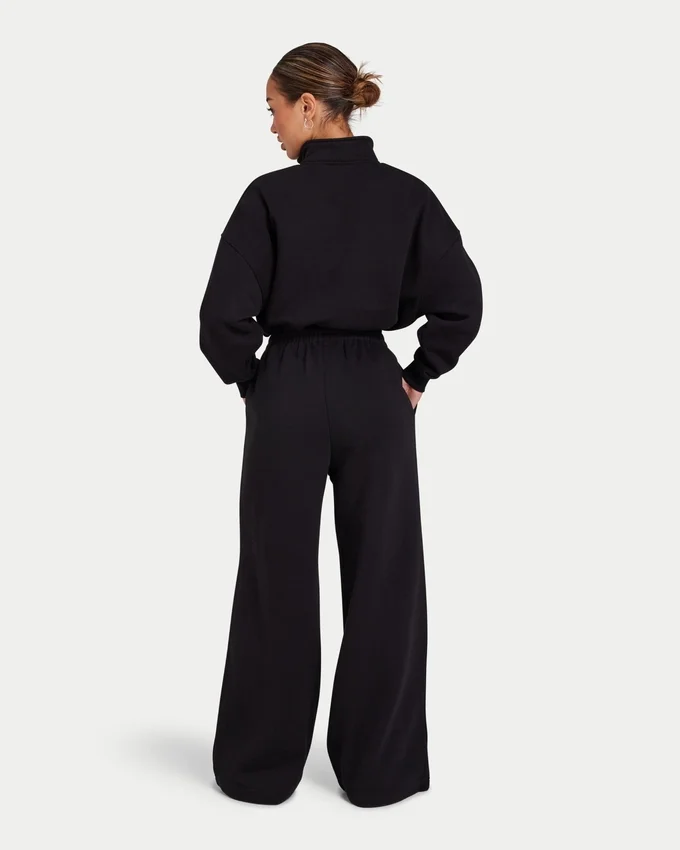 Womens collective wide leg sweatpant – black Womens collective wide leg sweatpant – black