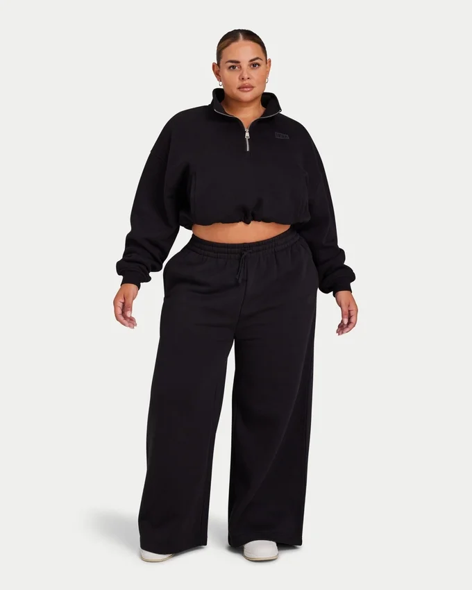Womens collective wide leg sweatpant – black Womens collective wide leg sweatpant – black