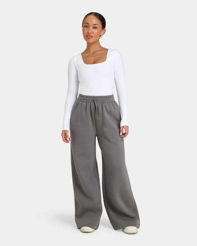 Womens collective wide leg sweatpant – charcoal grey Womens collective wide leg sweatpant – charcoal grey