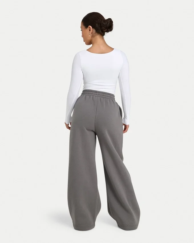 Womens collective wide leg sweatpant – charcoal grey Womens collective wide leg sweatpant – charcoal grey